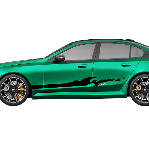Seitenstreifen Flame Racing Aufkleber-Set für BMW 5er G60 M5 G90 – SupDec Graphix Vinyl-Aufkleber

