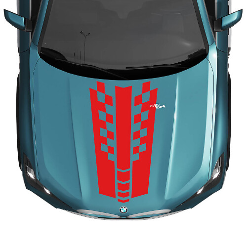 BMW X5 G05 Motorhaubenaufkleber mit karierten Streifen – Vinyl M Performance
