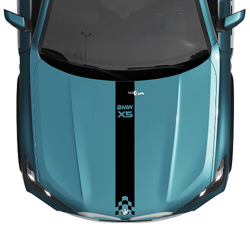 BMW X5 G05 Motorhaubenaufkleber mit karierten Streifen – Vinyl M Performance 3
