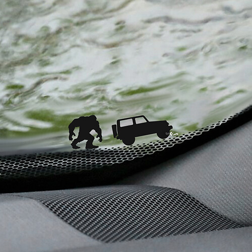 Yeti Bigfoot Jeep Wrangler Windschutzscheiben-Osterei-Eckaufkleber – individuelle Vinyl-Grafik 2
