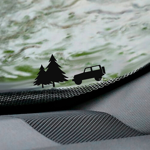 Bäume Jeep Wrangler Windschutzscheiben-Osterei-Eckaufkleber – individuelle Vinyl-Grafik
