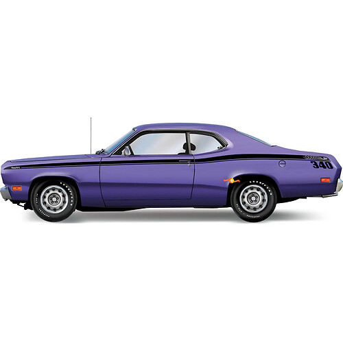 1973 1974 Plymouth Duster Twister 340 Seitenstreifen-Aufkleber-Set, grafischer Vinyl-Mopar-Aufkleber
