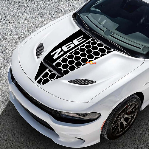 392 Scat Pack Hemi Style Offset Honeycomb Stripe — Vinylaufkleber (Motorhaube) für Dodge Challenger_1
