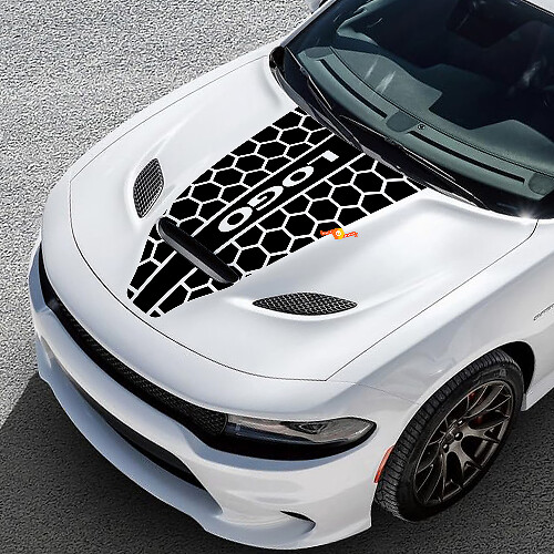 Benutzerdefinierte Honigwaben-Stil Motorhaubenstreifen Vinylaufkleber für Dodge Challenger oder Charger