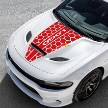 Benutzerdefinierte Honigwaben-Stil Motorhaubenstreifen Vinylaufkleber für Dodge Challenger oder Charger_3