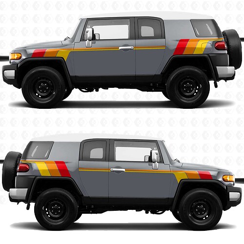 Seitenaufkleber mit Vintage-Retro-Heritage-Streifen – passend für Toyota FJ Cruiser
