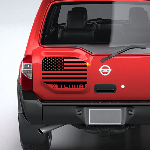 Hinten US-amerikanische Flagge Grunge Distressed Nissan Xterra Graphics Vinyl Aufkleber Aufkleber
