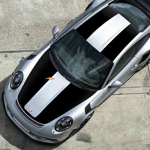 Duale breite Racing-Streifen Motorhaube Dach Vinyl-Aufkleber für Porsche 911