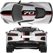 Chevrolet Corvette C8 Stingray Eray Z06 Modelle Motorhaube, Dach, Heckstreifen, Corvette, durchgehende Doppelaufkleber-Aufkleberstreifen
 2