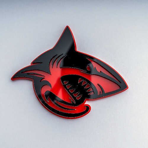 Haifisch Hellshark 3D Abzeichen Kotflügelabzeichen Emblem Schwarz und Rot
