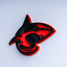 Shark Hellshark 3D Badge Fender Badges Emblem Schwarz und Rot
 2