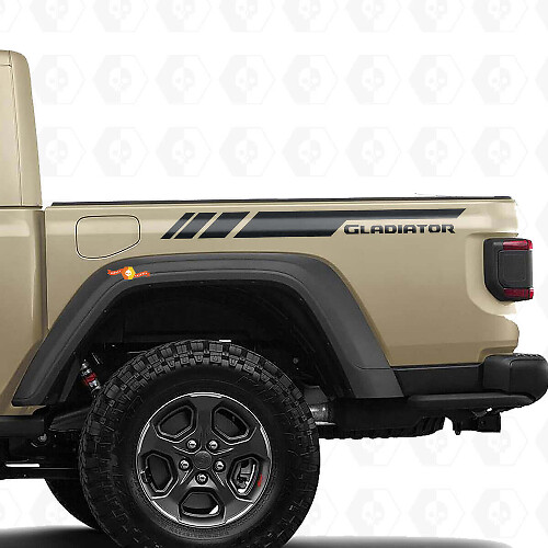 Markiertes Heckseiten-Streifen Vinyl-Aufkleber-Set für Jeep Gladiator