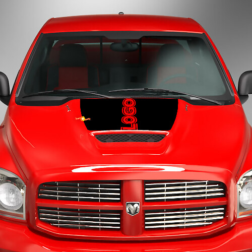Schwarzer Custom Logo Motorhauben-Vinylaufkleber für Dodge Ram_1