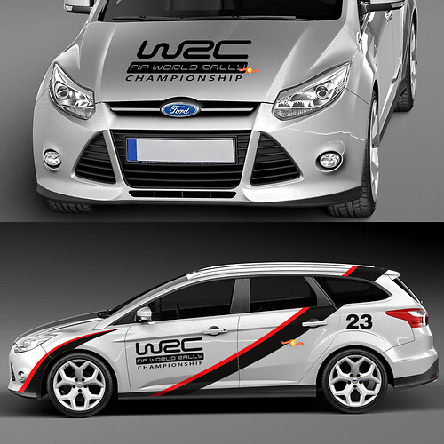 Ford Focus WRC Seitenhauben-Karosserieaufkleber, Grafik-Set
