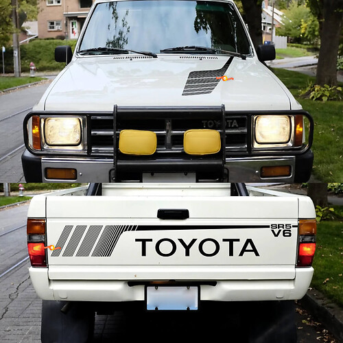 Toyota Pickup SR5 V6 Vinyl-Aufkleber für Heckklappe und Motorhaube 1
