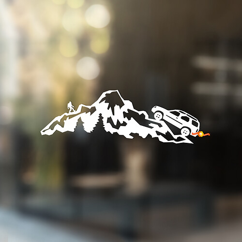 Fenster Bigfoot Mountains Nissan Xterra Bäume Fenster Grafiken Vinyl Aufkleber Aufkleber
