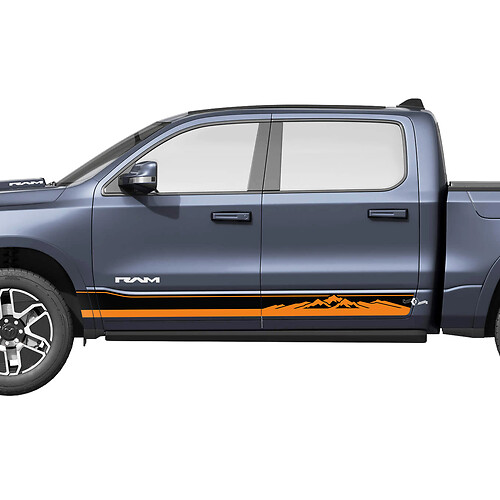 Side Rocker Panel Doors Stripes Mountains für Dodge RAM 1500 REV Vinyl Aufkleber Aufkleber Grafiken
