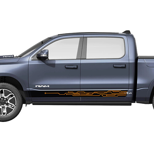 Side Rocker Panel Stripes Modern für Dodge RAM 1500 REV Vinyl Aufkleber Aufkleber Grafiken 3
