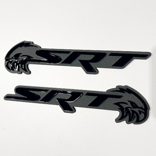 SRT Trackhawk 3D-Abzeichen Black vs Grey Fender Badges Emblem 2
