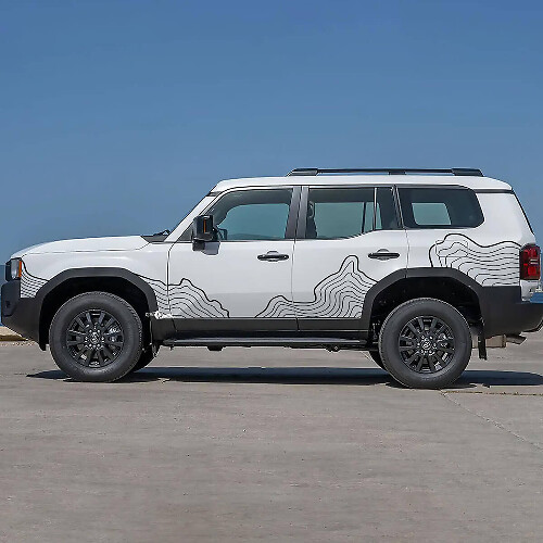 Toyota Land Cruiser Seitentüren Topografische Karte Aufkleber Vinyl Aufkleber Grafik
