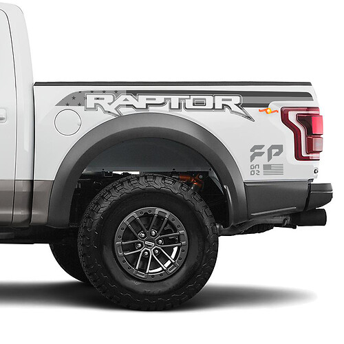 Ford Raptor F150 FP Vinyl-Aufkleber für hinteres Viertel mit US-Flagge
