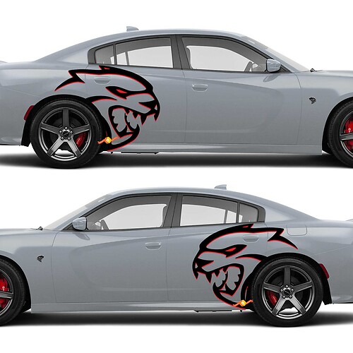 Riesige zweifarbige Hellcat Red Eye Seitenaufkleber für Dodge Challenger Redeye oder Charger Widebody
