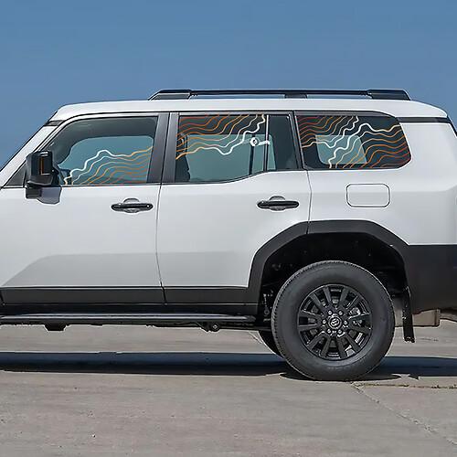 Toyota Land Cruiser Topografische Fenster-Seitenaufkleber, Vinyl-Aufkleber, Grafik
