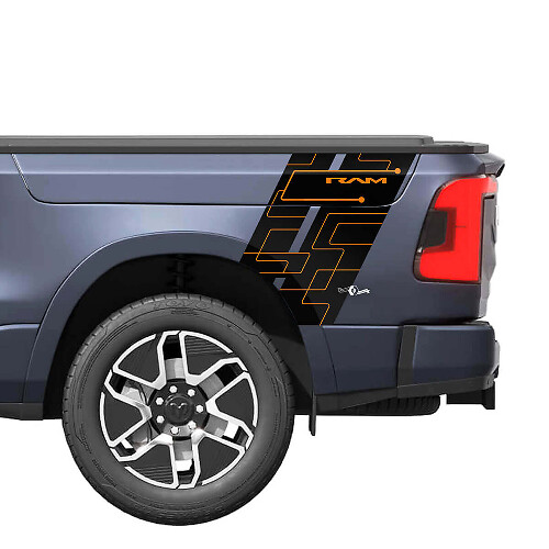 Geometrische hintere Seitenschweller LKW-Streifen Vinyl-Aufkleber Grafiken für Dodge Ram 1500 REV