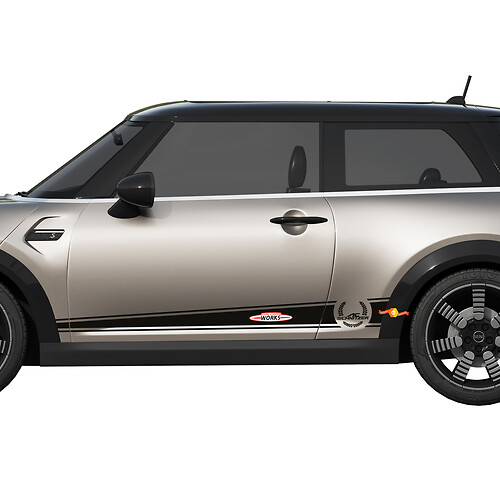 Aufkleber und Grafikaufkleber für den Mini Cooper S mit karierten Streifen
