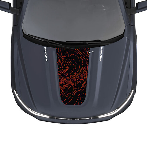 Hood Stripes Topografische Karte für Dodge RAM 1500 REV Vinyl Aufkleber Aufkleber Grafiken
