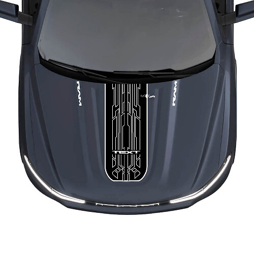 Individuell gestalteter Techno-Streifen-Dekoraufkleber für Motorhaube für Dodge Ram 1500 REV