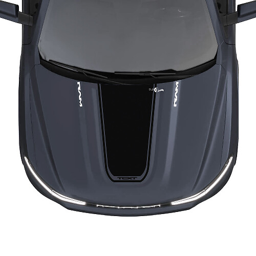 Blackout Custom Motorhauben-Streifen Vinyl-Aufkleber für Dodge Ram 1500 REV_1