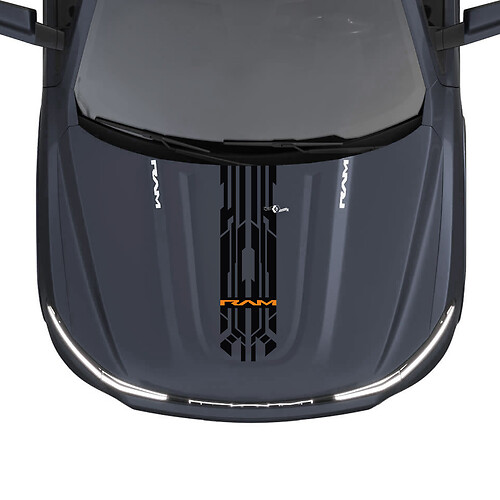 Hood Central Modern Stripes für Dodge RAM 1500 REV Vinyl Aufkleber Aufkleber Grafiken
