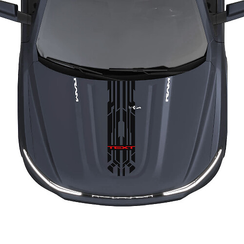 Techno Style Custom Motorhauben-Kurzstreifen Vinyl-Aufkleber für Dodge Ram 1500 REV