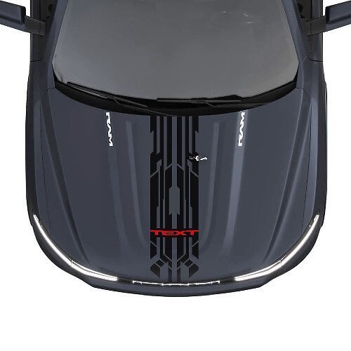 Techno Style Custom Motorhaube Lange Streifen Vinylaufkleber für Dodge Ram 1500 REV