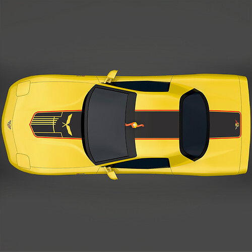 Chevy Corvette C5 Haubenaufkleber, Streifen, Jake-Schädel
