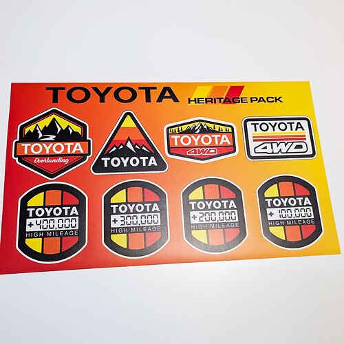 Toyota High Mileage Heritage Retro Vintage Old Style Sticker Pack Aufkleber Grafiken
