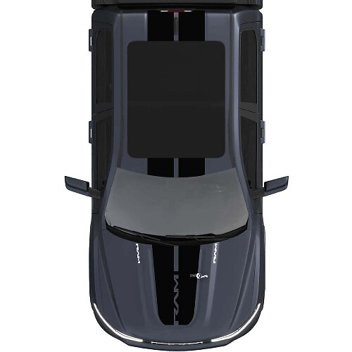 Motorhauben- und Dach-Duale Zentralstreifen Vinylaufkleber Sticker Grafiken 2 für Dodge Ram 1500 REV