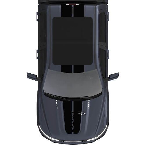 Doppelte Mittelstreifen für Motorhaube und Dach für Dodge RAM 1500 REV, Vinyl-Aufkleber, Aufkleber, Grafiken
