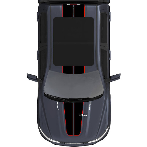 Motorhaube und Dach Doppelte Zentrale Streifen Vinyl Aufkleber Sticker Grafiken 3 für Dodge Ram 1500 REV