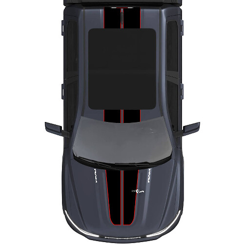 Motorhaube und Dach Doppelzentralstreifen für Dodge RAM 1500 REV Vinylaufkleber Grafiken 3
