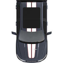 Motorhaube und Dach Doppelte Zentrale Streifen Vinyl Aufkleber Sticker Grafiken 3 für Dodge Ram 1500 REV 2