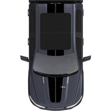 Motorhaube und Dach Doppelte Zentrale Streifen Vinyl Aufkleber Sticker Grafiken 3 für Dodge Ram 1500 REV 3