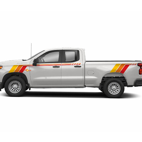 Vintage-Stil Seitenhauben-Hecktürstreifen Vinyl-Aufkleber-Set für Chevrolet Silverado