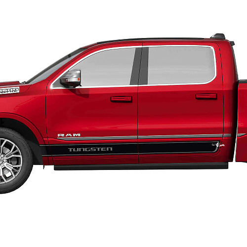 Tungsten Buchstaben Streifen Seiten Vinyl Aufkleber Set für Dodge Ram 1500 Tungsten