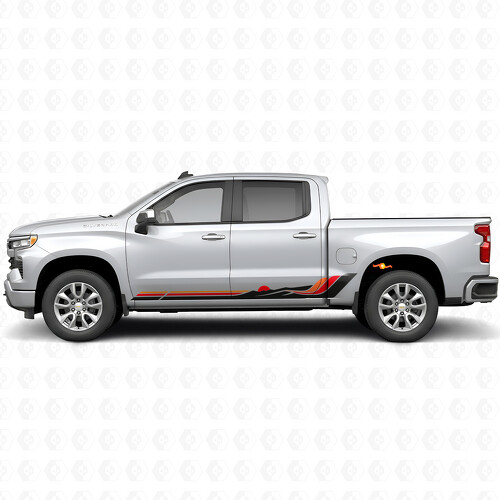 Retro Mountain Wave Tür- & Schweller-Folienstreifen für Chevrolet Silverado 1500 T1XX 2019-2026_1