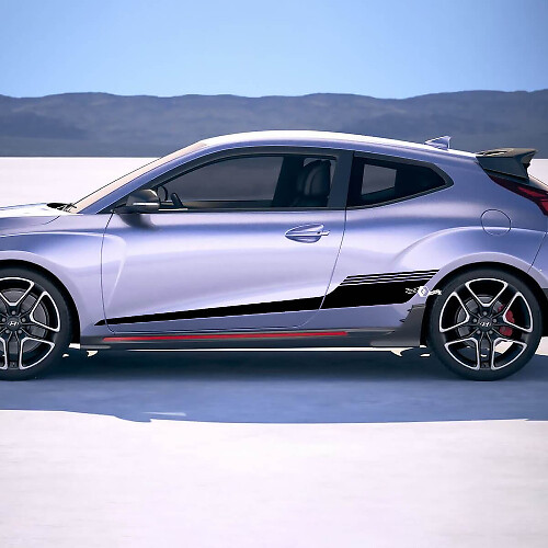 2x Türseiten -Strobe -Rennstreifen Vinylaufkleber Aufkleber Aufkleber Passform für Hyundai Veloster
