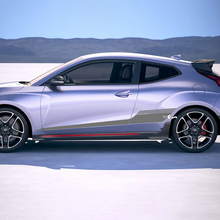 2x Türseiten -Strobe -Rennstreifen Vinylaufkleber Aufkleber Aufkleber Passform für Hyundai Veloster
 2