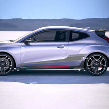 2x Türseiten -Strobe -Rennstreifen Vinylaufkleber Aufkleber Aufkleber Passform für Hyundai Veloster
 2