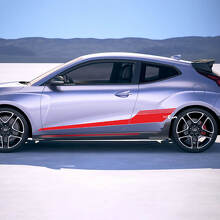 2x Türseiten -Strobe -Rennstreifen Vinylaufkleber Aufkleber Aufkleber Passform für Hyundai Veloster
 3